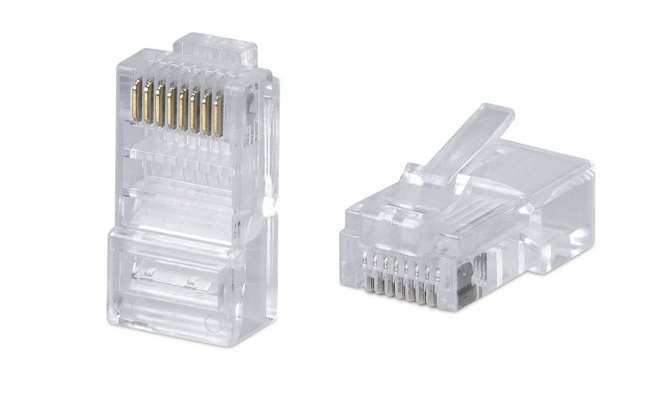 Cabeus 8P8C Коннектор RJ-45 под витую пару, категория 5e, универсальный (для одножильного и многожильного кабеля) для проводников с толщиной по изоляции до 1,05 мм