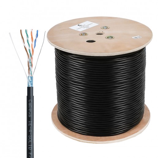 Cabeus IE-4-SOLID F/UTP Cat5e 4X2X24AWG Кабель Industrial Ethernet, экранированная витая пара FTP (F/UTP), категории 5e, 4 пары, одножильный (solid), экран - фольга, внутренний/внешний (-40°C - +75°C), двойная оболочка PVC UV (305м)