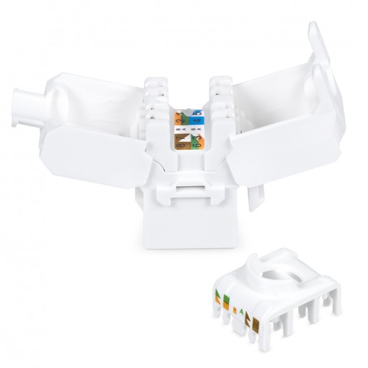 Cabeus KJ-RJ45-Cat.5e-180-Toolless Вставка Keystone Jack RJ-45(8P8C), 180 градусов, категория 5e, без инструмента Toolless, белая