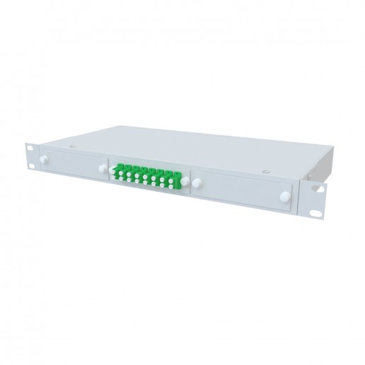 ТЕЛКОМ КСп-19-1U-8-DLC/APC-9/125 Кросс оптический 19" стоечный 1U на 8 портов LC/APC duplex 9/125мкм предсобранный (пигтейл LC/APC 9/125-16шт, розетка DLC/APC-8шт, сплайс кассета, КДЗС-16шт)