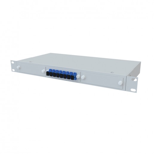 ТЕЛКОМ КСп-19-1U-8-SC/UPC-9/125 Кросс оптический 19" стоечный 1U на 8 портов SC/UPC 9/125мкм предсобранный (пигтейл SC 9/125-8шт, розетка SC-8шт, сплайс кассета, КДЗС-8шт)