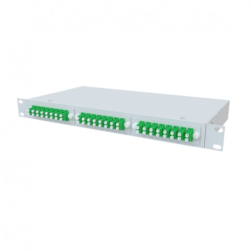 ТЕЛКОМ КСп-19-1U-24-DLC/APC-9/125 Кросс оптический 19" стоечный 1U на 24 порта LC/APC duplex 9/125мкм предсобранный (пигтейл LC/APC 9/125-48шт, розетка DLC-24шт, сплайс кассета, КДЗС-48шт)
