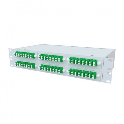 ТЕЛКОМ КСп-19-2U-48-DLC/APC-9/125 Кросс оптический 19" стоечный 2U на 48 портов LC/APC duplex 9/125мкм предсобранный (пигтейл LC/APC 9/125-96шт, розетка DLC-48шт, сплайс кассета, КДЗС-96шт)