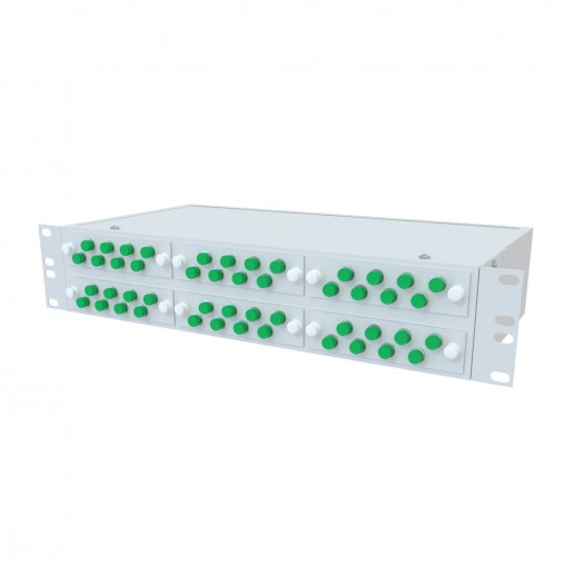 ТЕЛКОМ КСп-19-2U-48-FC/APC-9/125 Кросс оптический 19" стоечный 2U на 48 портов FC/APC 9/125мкм предсобранный (пигтейл FC/APC 9/125-48шт, розетка FC-48шт, сплайс кассета, КДЗС-48шт)