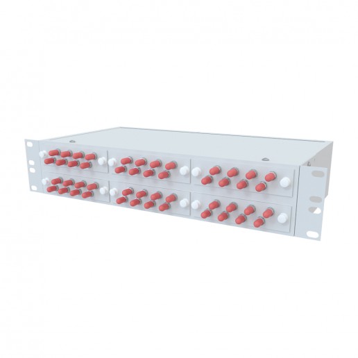 ТЕЛКОМ КСп-19-2U-48-ST/UPC-OM3-50/125 Кросс оптический 19" стоечный 2U на 48 портов ST 50/125мкм (OM3) предсобранный (пигтейл ST 50/125 (OM3)-48шт, розетка ST-48шт, сплайс кассета, КДЗС-48шт)