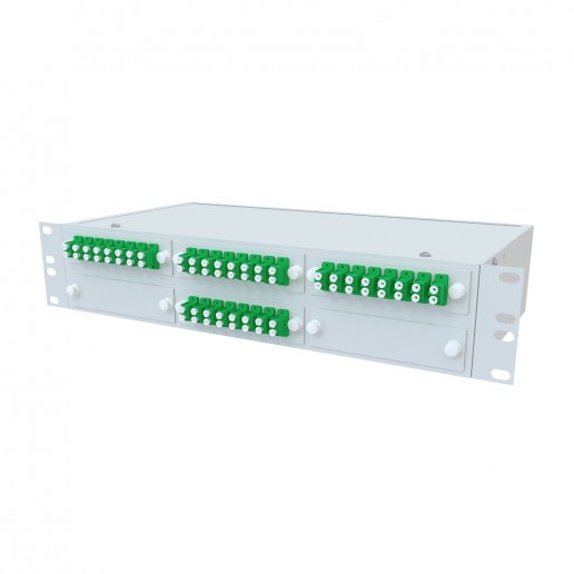 ТЕЛКОМ КСп-19-2U-32-DLC/APC-9/125 Кросс оптический 19" стоечный 2U на 32 порта LC/APC duplex 9/125мкм предсобранный (пигтейл LC/APC 9/125-64шт, розетка DLC-32шт, сплайс кассета, КДЗС-64шт)