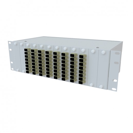ТЕЛКОМ КСп-19-3U-64-SС/UPC-OM4-50/125 Кросс оптический 19" стоечный 3U на 64 порта SС 50/125мкм (OM4) предсобранный (пигтейл SС 50/125 (OM4)-64шт, розетка SС-64шт, сплайс кассета, КДЗС-64шт)