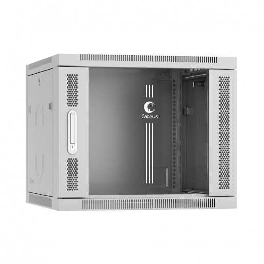 Cabeus SH-05F-9U60/60 Шкаф телекоммуникационный настенный 19" 9U 600x600x501mm (ШхГхВ) дверь стекло, цвет серый (RAL 7035)