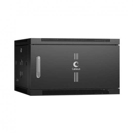 Cabeus SH-05F-6U60/45m-BK Шкаф телекоммуникационный настенный 19" 6U 600x450x368mm (ШхГхВ) дверь металл, цвет черный (RAL 9004)