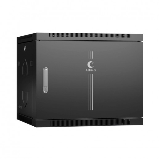 Cabeus SH-05F-9U60/45m-BK Шкаф телекоммуникационный настенный 19" 9U 600x450x501mm (ШхГхВ) дверь металл, цвет черный (RAL 9004)