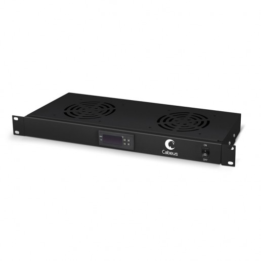 Cabeus JG02-BK Модуль вентиляторный 19", 2 вентилятора, с цифровым термодатчиком, цвет черный (RAL 9004)