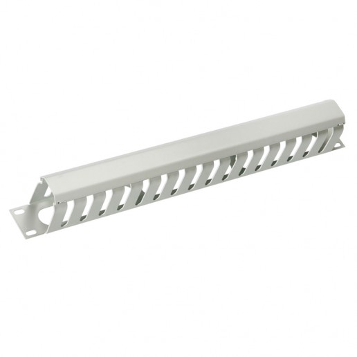 Cabeus JB07-1U-GY Кабельный органайзер 19" 1U с крышкой, металлический, цвет серый (RAL7035)