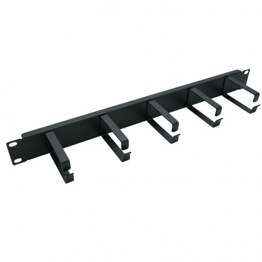Cabeus JB08-1U-BK Кабельный органайзер горизонтальный 19" 1U, 5 колец, металлический, цвет черный (RAL9004)