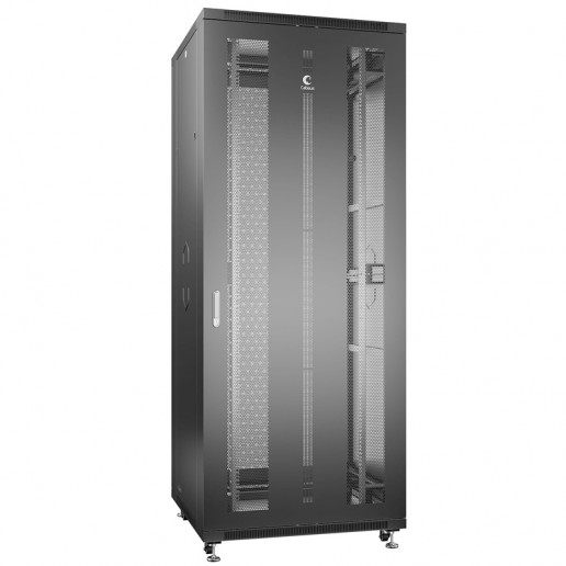 Cabeus ND-05C-42U80/100-BK Шкаф монтажный телекоммуникационный 19" напольный для распределительного и серверного оборудования 42U 800x1000x2055mm (ШхГхВ) передняя и задняя перфорированные двери, ручка с замком, цвет черный (RAL 9004)