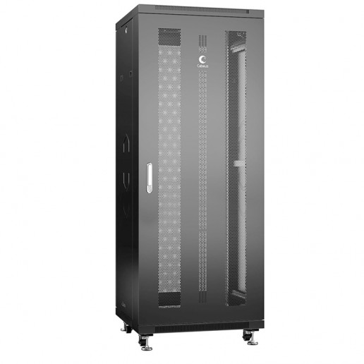 Cabeus ND-05C-32U60/80-BK Шкаф монтажный телекоммуникационный 19" напольный для распределительного и серверного оборудования 32U 600x800x1610mm (ШхГхВ) передняя и задняя перфорированные двери, ручка с замком, цвет черный (RAL 9004)