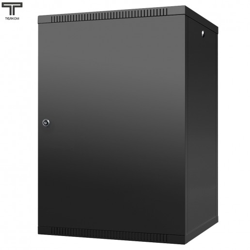 ТЕЛКОМ TL-18.6.6-M.9005МА Шкаф настенный 18U 600x600x890мм (ШхГхВ) телекоммуникационный 19", дверь металлическая, цвет черный (RAL9005МА) (4 места)