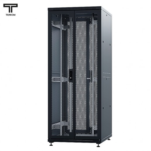 ТЕЛКОМ ТСМ-42.8.8-2П2П.9005М Шкаф напольный 42U 800x800х1987мм (ШхГхВ) телекоммуникационный 19", передняя дверь перфорированная распашная 2-х створчатая - задняя дверь перфорированная распашная 2-х створчатая, цвет черный (RAL9005М) (5 мест)