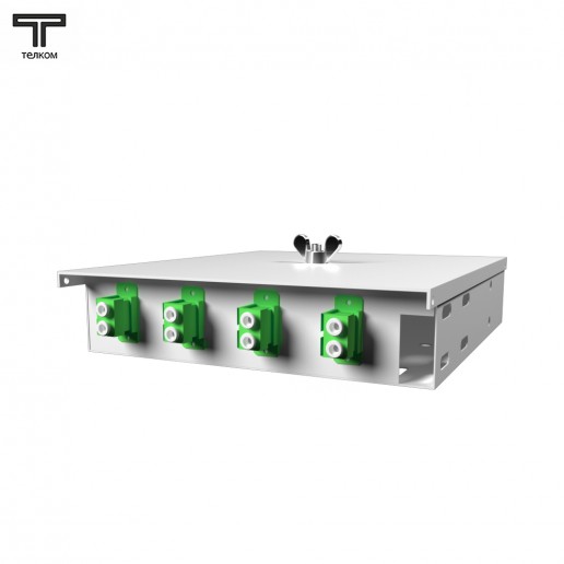 ТЕЛКОМ КНп-4-DLC/APC-9/125 Кросс оптический настенный на 4 порта LC/APC duplex 9/125мкм предсобранный (пигтейл LC/APC 9/125-8шт, розетка DLC-4шт, ложемент, КДЗС-8шт)