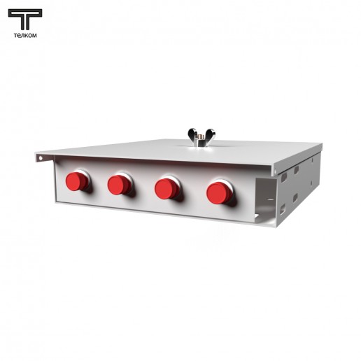 ТЕЛКОМ КНп-4-FC/UPC-ОМ4-50/125 Кросс оптический настенный на 4 порта FC 50/125мкм (ОМ4) предсобранный (пигтейл FC 50/125 (ОМ4)-4шт, розетка FC-4шт, ложемент, КДЗС-4шт)