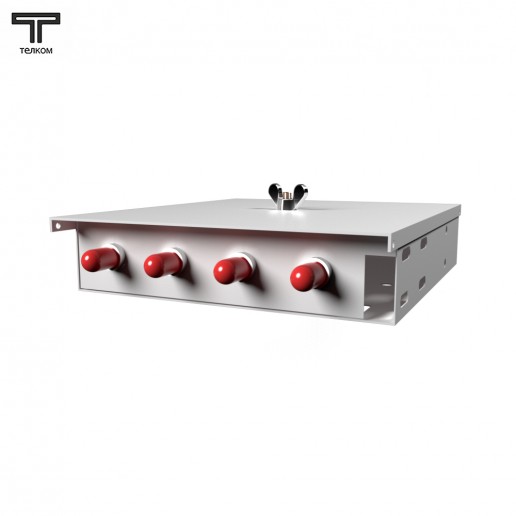 ТЕЛКОМ КНп-4-ST/UPC-ОМ4-50/125 Кросс оптический настенный на 4 порта ST 50/125мкм (ОМ4) предсобранный (пигтейл ST 50/125 (ОМ4)-4шт, розетка ST-4шт, ложемент, КДЗС-4шт)