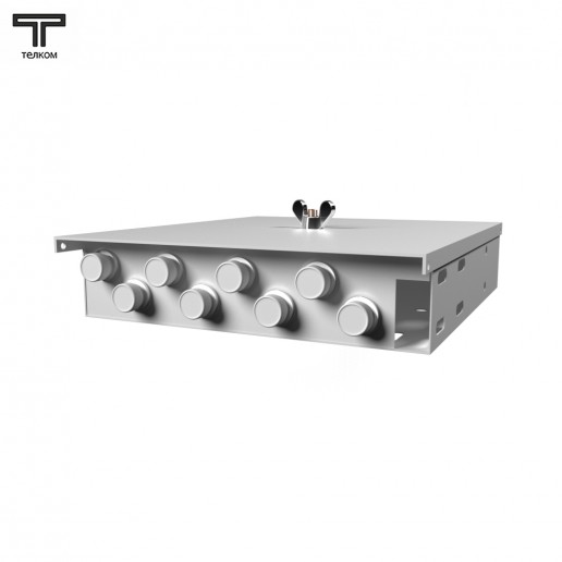 ТЕЛКОМ КНп-8-FC/UPC-9/125 Кросс оптический настенный на 8 портов FC/UPC 9/125мкм предсобранный (пигтейл FC/UPC 9/125-8шт, розетка FC-8шт, ложемент, КДЗС-8шт)