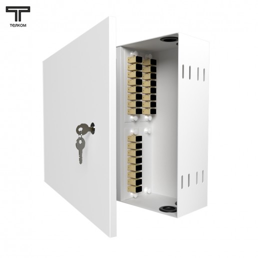 ТЕЛКОМ КНп-24-ST/UPC-ОМ3-50/125 Кросс оптический настенный на 24 порта ST 50/125мкм (ОМ3) предсобранный (пигтейл ST 50/125 (ОМ3)-24шт, розетка ST-24шт, планки FC/ST, сплайс кассета с крышкой-1шт, КДЗС-24шт)