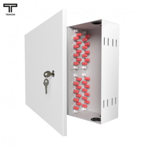 ТЕЛКОМ КНп-32-ST/UPC-ОМ4-50/125 Кросс оптический настенный на 32 порта ST 50/125мкм (ОМ4) предсобранный (пигтейл ST 50/125 (ОМ4)-32шт, розетка ST-32шт, планки FC/ST, сплайс кассета-1шт, КДЗС-32шт)