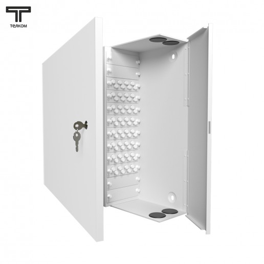 ТЕЛКОМ КНп-64-FC/UPC-9/125 Кросс оптический настенный на 64 порта FC/UPC 9/125мкм предсобранный (пигтейл FC/UPC 9/125-64шт, розетка FC-64шт, планки FC/ST, сплайс кассета-2шт, КДЗС-64шт)
