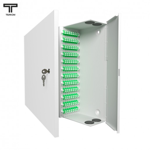 ТЕЛКОМ КНп-96-DLC/APC-9/125 Кросс оптический настенный на 96 портов LC/APC duplex 9/125мкм предсобранный (пигтейл LC/APC 9/125-192шт, розетка DLC-96шт, планки LC/DLC, сплайс кассета-6шт, крышка для сплайс кассеты-1шт, КДЗС-192шт)