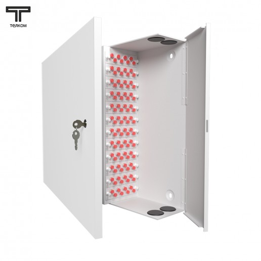 ТЕЛКОМ КНп-96-FC/UPC-ОМ3-50/125 Кросс оптический настенный на 96 портов FC 50/125мкм (ОМ3) предсобранный (пигтейл FC 50/125 (ОМ3)-96шт, розетка FC-96шт, планки FC/ST, сплайс кассета-3шт, крышка для сплайс кассеты-1шт, КДЗС-96шт)