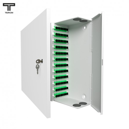 ТЕЛКОМ КНп-96-SC/APC-9/125 Кросс оптический настенный на 96 портов SC/APC 9/125мкм предсобранный (пигтейл SC/APC 9/125-96шт, розетка SC-96шт, планки LC/DLC, сплайс кассета-3шт, крышка для сплайс кассеты-1шт, КДЗС-96шт)