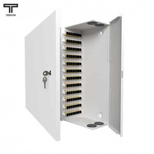 ТЕЛКОМ КНп-96-SC/UPC-62,5/125 Кросс оптический настенный на 96 портов SC 62,5/125мкм предсобранный (пигтейл SC 62,5/125-96шт, розетка SC-96шт, планки LC/DLC, сплайс кассета-3шт, крышка для сплайс кассеты-1шт, КДЗС-96шт)
