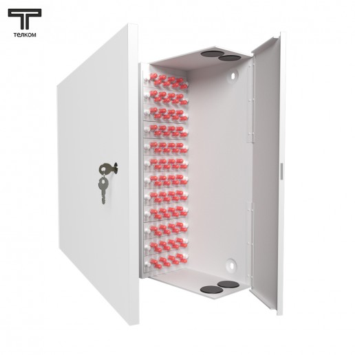 ТЕЛКОМ КНп-96-ST/UPC-ОМ3-50/125 Кросс оптический настенный на 96 портов ST 50/125мкм (ОМ3) предсобранный (пигтейл ST 50/125 (ОМ3)-96шт, розетка ST-96шт, планки FC/ST, сплайс кассета-3шт, крышка для сплайс кассеты-1шт, КДЗС-96шт)