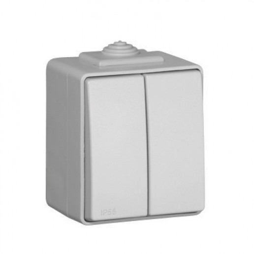 Efapel 48061 CCZ Двухклавишный выключатель, серый, Серия 48 WATERPROOF (IP 65) влагозащищенная