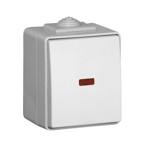 Efapel 48152 CBR Кнопка с лампой подсветки, белая, Серия 48 WATERPROOF (IP 65) влагозащищенная