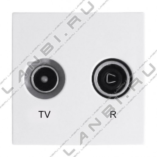 Efapel 45532 SBR Проходная TV-радио розетка (45х45мм), белая