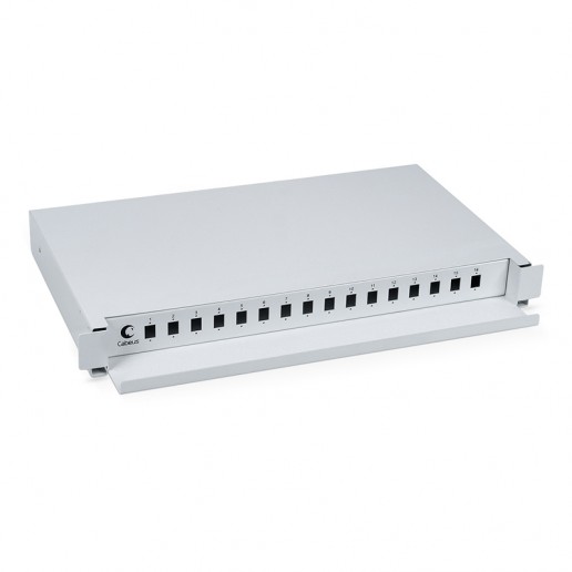 Cabeus ODF-19-16-SC Кросс бокс оптический 19" на 16 SC (LC duplex) со сплайс-кассетой, выдвижной (без пигтейлов и проходных адаптеров)