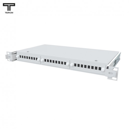 ТЕЛКОМ КСВ-24-1U-19-SC Кросс оптический 19" выдвижной 1U на 24 порта SC (сплайс кассета с крышкой - 1шт, сменные планки на 8 SC/DLC - 3шт, без пигтейлов и проходных адаптеров, без КДЗС)