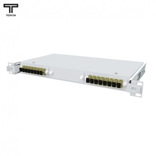 ТЕЛКОМ КСВп-19-1U-16-SC/UPC-OM2-50/125 Кросс оптический 19" выдвижной 1U на 16 портов SC 50/125мкм предсобранный (пигтейл SC 50/125 (OM2)-16шт, розетка SC-16шт, сплайс кассета с крышкой-1шт, КДЗС-16шт)