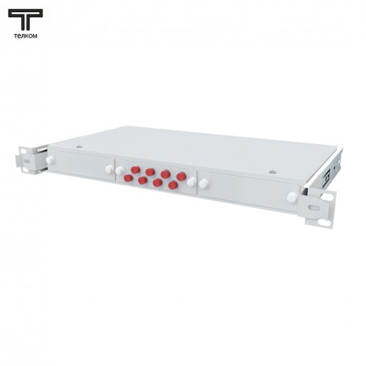 ТЕЛКОМ КСВп-19-1U-8-FC/UPC-OM3-50/125 Кросс оптический 19" выдвижной 1U на 8 портов FC 50/125мкм (OM3) предсобранный (пигтейл FC 50/125 (OM3)-8шт, розетка FC-8шт, сплайс кассета с крышкой-1шт, КДЗС-8шт)