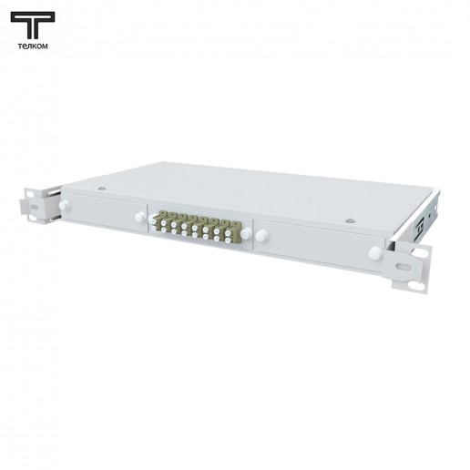 ТЕЛКОМ КСВп-19-1U-8-DLC/UPC-62.5/125 Кросс оптический 19" выдвижной 1U на 8 портов DLC 62,5/125мкм предсобранный (пигтейл LC 62.5/125-16шт, розетка DLC-8шт, сплайс кассета с крышкой-1шт, КДЗС-16шт)