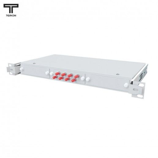 ТЕЛКОМ КСВп-19-1U-8-ST/UPC-OM3-50/125 Кросс оптический 19" выдвижной 1U на 8 портов ST 50/125мкм (OM3) предсобранный (пигтейл ST 50/125 (OM3)-8шт, розетка ST-8шт, сплайс кассета с крышкой-1шт, КДЗС-8шт)