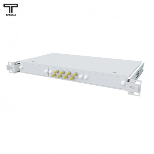 ТЕЛКОМ КСВп-19-1U-8-ST/UPC-9/125 Кросс оптический 19" выдвижной 1U на 8 портов ST/UPC 9/125мкм предсобранный (пигтейл ST 9/125-8шт, розетка ST-8шт, сплайс кассета с крышкой-1шт, КДЗС-8шт)