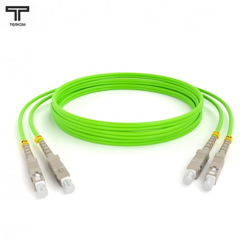 ТЕЛКОМ ШОС-2x2.0-2SC/U-2SC/U-MM505-70м-LSZH-LG Шнур оптический duplex SC/UPC-SC/UPC 50/125 OM5 (100Gb) многомодовый MM (2.0мм) LSZH, длина 70м