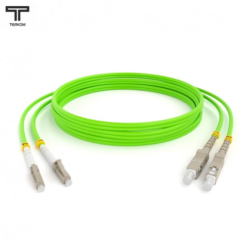 ТЕЛКОМ ШОС-2x2.0-2LC/U-2SC/U-MM505-300м-LSZH-LG Шнур оптический duplex LC/UPC-SC/UPC 50/125 OM5 (100Gb) многомодовый MM (2.0мм) LSZH, длина 300м
