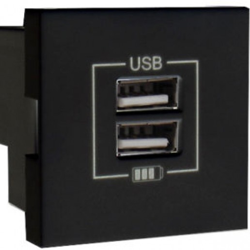 Efapel 45439 SPM Розетка USB двойная, зарядная, черный (матовый)