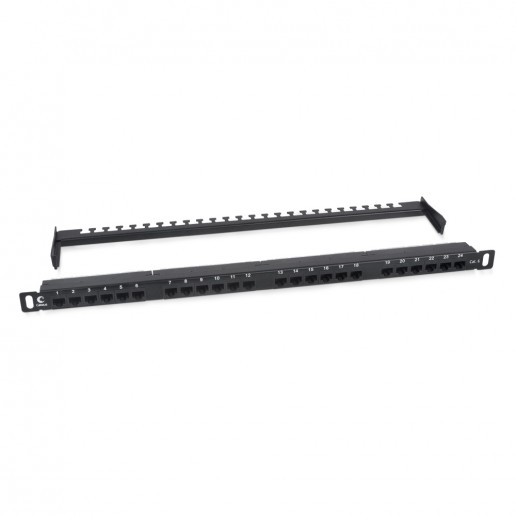 Cabeus PLHD-24-Cat.6-Dual-180-0,5U Патч-панель высокой плотности 19" (0,5U), 24 порта RJ-45, категория 6, Dual IDC,180 градусов, с задним кабельным организатором