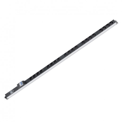 Cabeus PDU-16-20S-B-T Блок распределения питания для 19" шкафов, вертикальный, 20 розеток Schuko, 16А, автомат защиты, алюминиевый корпус, клеммная колодка