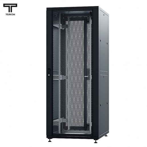 ТЕЛКОМ ТСМ-42.8.12-П2П.9005М Шкаф напольный 42U 800x1200х1987мм (ШхГхВ) телекоммуникационный 19", передняя дверь перфорированная - задняя дверь перфорированная распашная 2-х створчатая, цвет черный (RAL9005М) (5 мест)