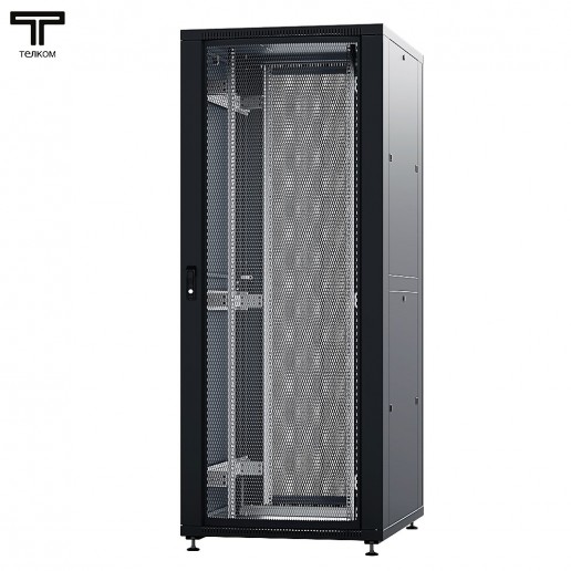 ТЕЛКОМ ТСМ-42.8.12-ПП.9005М Шкаф напольный 42U 800x1200х1987мм (ШхГхВ) телекоммуникационный 19", передняя дверь перфорированная - задняя дверь перфорированная, цвет черный (RAL9005М) (5 мест)